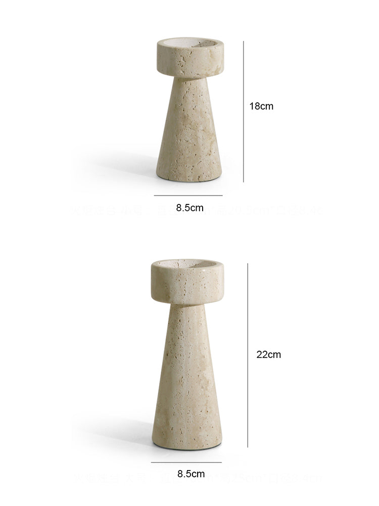 Artisan White Stone Candle Stand | Hand-Carved Travertine Holder